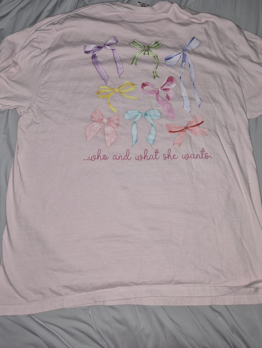 Comfort Colors Girls' Pink Graphic Tee with Bow - Picture 6 of 6